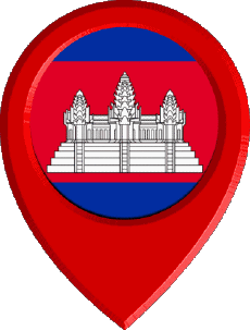 Fahnen Asien Kambodscha Standort-Pin 