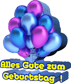 Mensajes Alemán Alles Gute zum Geburtstag Luftballons - Konfetti 004 
