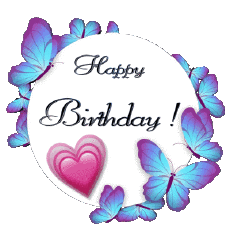 Messages Anglais Happy Birthday Butterflies Fond Transparent 010 