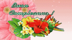 Messages Italien Buon Compleanno Floreale Fond Animé 003 