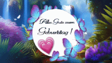Mensajes Alemán Alles Gute zum Geburtstag Schmetterlinge Fondo animado 003 