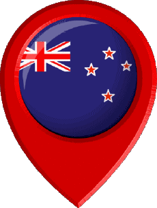 Flags Oceania New Zealand Location Pin 