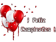 Messages Espagnol Feliz Cumpleaños Globos - Confeti 003 