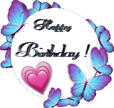 Messages Anglais Happy Birthday Butterflies Fond Transparent 010 