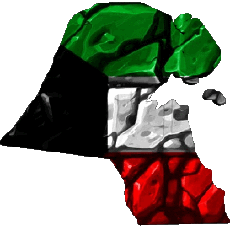 Flags Asia Kuwait Map 