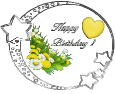 Messages English Happy Birthday Floral Transparent Background 010 