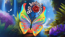 Mensajes Francés Bon Anniversaire Papillons Fondo animado 003 