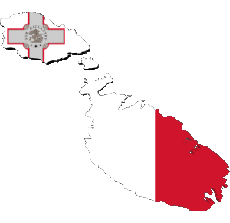 Bandiere Europa Malta Carta Geografica 