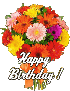 Mensajes Inglés Happy Birthday Floral Fondo transparente 003 