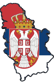 Flags Europe Serbia Map 