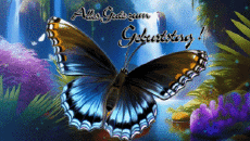 Messages German Alles Gute zum Geburtstag Schmetterlinge Animated Background 003 
