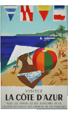 Humor -  Fun ART Retro Posters - Places France Cote d Azur 