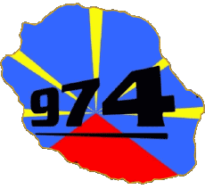 Flags France D.O.M - T.O.M La Réunion Map 