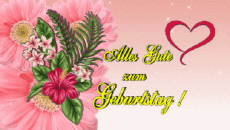 Messages German Alles Gute zum Geburtstag Blumen Animated Background 002 
