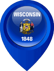 Fahnen Amerika U.S.A - States Wisconsin Standort-Pin 