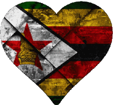 Drapeaux Afrique Zimbabwe Coeur 