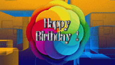 Messages Anglais Happy Birthday Abstract - Geometric Fond Animé 002 