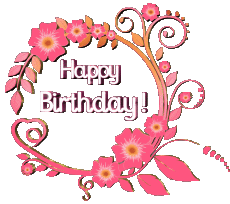 Messagi Inglese Happy Birthday Floral Sfondo trasparente 022 