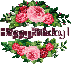 Messages English Happy Birthday Floral Transparent Background 014 