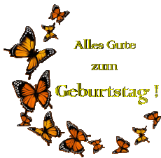 Nachrichten Deutsche Alles Gute zum Geburtstag Schmetterlinge Transparenter Hintergrund 009 
