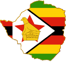 Fahnen Afrika Zimbabwe Karte 