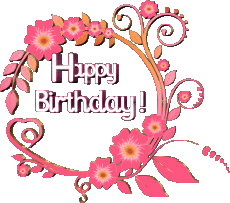 Nachrichten Englisch Happy Birthday Floral Transparenter Hintergrund 022 