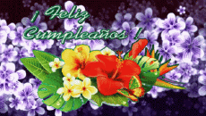 Messagi Spagnolo Feliz Cumpleaños Floral Sfondo animato 001 