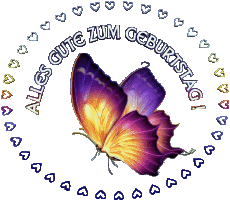 Nachrichten Deutsche Alles Gute zum Geburtstag Schmetterlinge Transparenter Hintergrund 001 