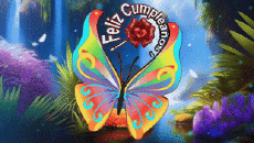 Nachrichten Spanisch Feliz Cumpleaños Mariposas Animierter Hintergrund 003 