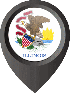 Flags America U.S.A - States Illinois Location Pin 