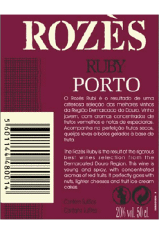 Ruby-Bebidas Porto Rozès Ruby