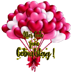 Messages German Alles Gute zum Geburtstag Luftballons - Konfetti 009 