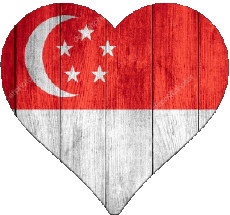 Drapeaux Asie Singapour Coeur 