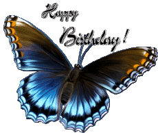 Messages Anglais Happy Birthday Butterflies Fond Transparent 006 