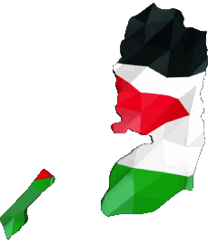 Fahnen Asien Palästina Karte 