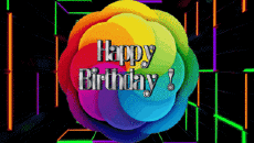 Mensajes Inglés Happy Birthday Abstract - Geometric Fondo animado 001 