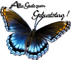 Messages Allemand Alles Gute zum Geburtstag Schmetterlinge Fond Transparent 006 