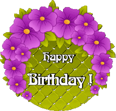 Mensajes Inglés Happy Birthday Floral Fondo transparente 019 