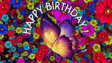 Messagi Inglese Happy Birthday Butterflies Sfondo animato 002 