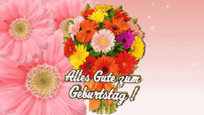 Messages Allemand Alles Gute zum Geburtstag Blumen Fond Animé 002 