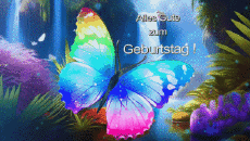 Mensajes Alemán Alles Gute zum Geburtstag Schmetterlinge Fondo animado 003 