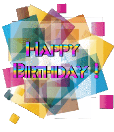 Messages Anglais Happy Birthday Abstract - Geometric Fond Transparent 015 