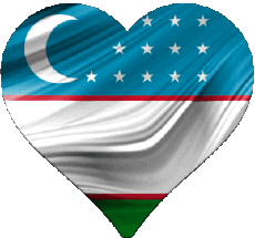 Bandiere Asia Uzbekistan Cuore 