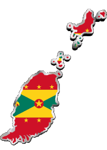 Bandiere America Isole Grenada Carta Geografica 
