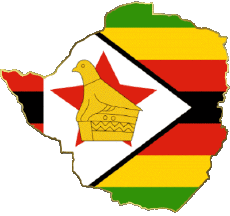 Fahnen Afrika Zimbabwe Karte 