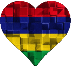 Banderas África Isla mauricio Corazón 