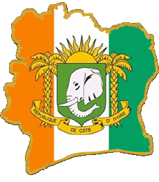 Bandiere Africa Costa d'Avorio Carta Geografica 
