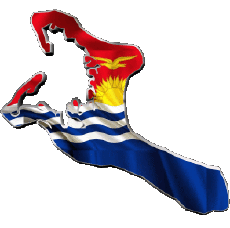 Fahnen Ozeanien Kiribati Karte 