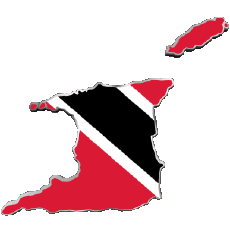 Bandiere America Trinité et Tobago Carta Geografica 