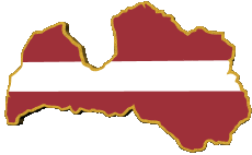 Bandiere Europa Lettonia Carta Geografica 